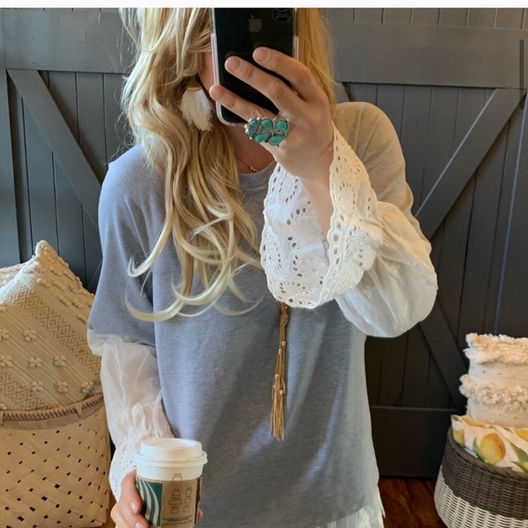 Gilli “The Coziest”Bohemian Lace Long Sleeve Top - Picture 11 of 11